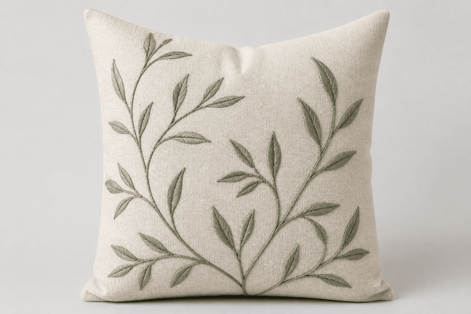 Embroidered Botanical Pillow