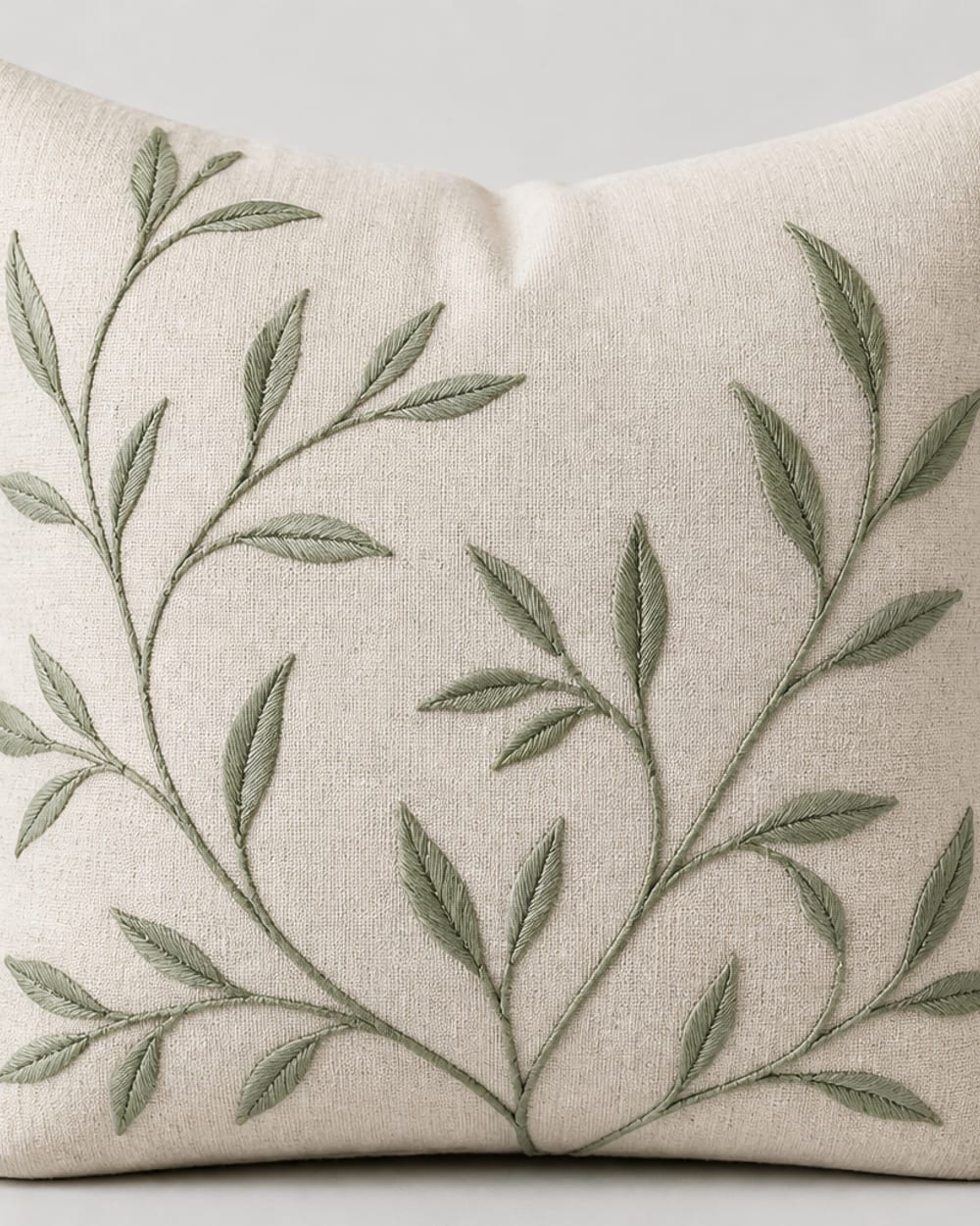 Embroidered Botanical Pillow